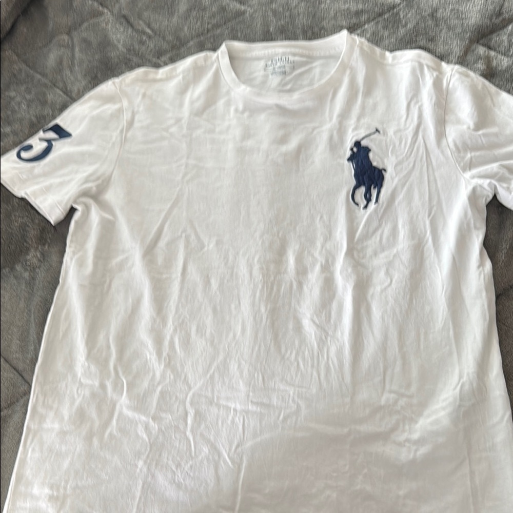 Polo by Ralph Lauren Blue Logo White Short Sleeve Tee
